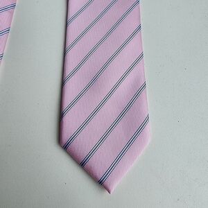 Venetto Collection Men's Tie Necktie Pink  White Black Striped Pattern